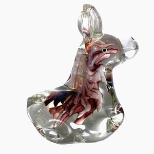 Anthropomorphic Zebra Clear Glass Sculpture Purple Floral Abstract Art China